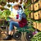 Garden Rolling Workseat with 360°Swivel Seat and Adjustable Height-Green